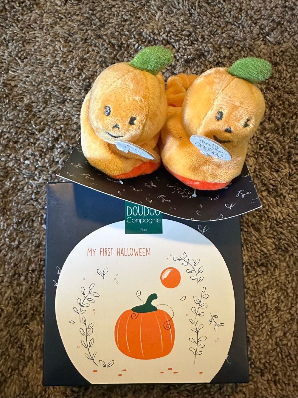 Orange Pumpkin Plush Baby Slippers